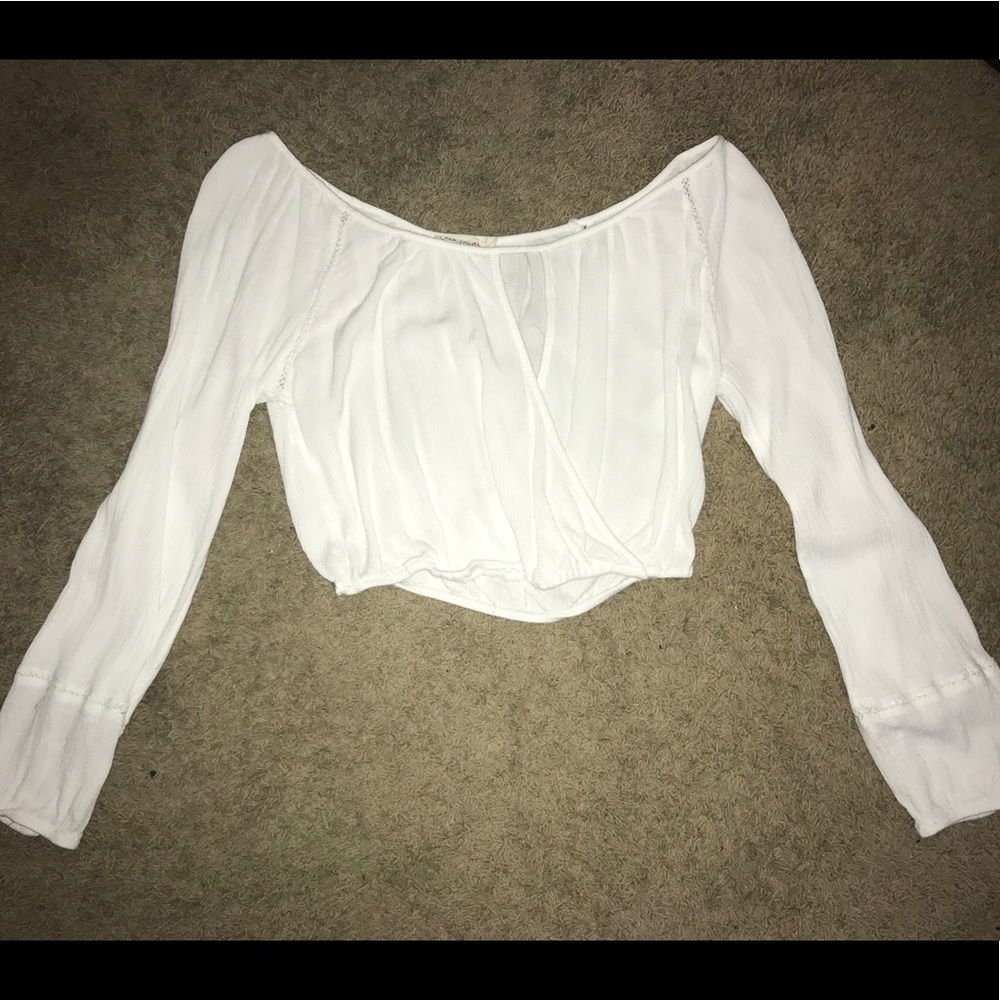 Off the shoulder shirt.